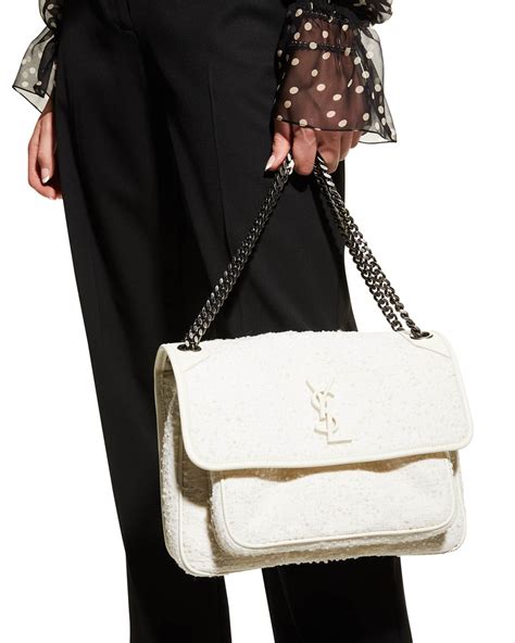 Saint Laurent Niki Medium YSL Boucle Tweed Shoulder Bag